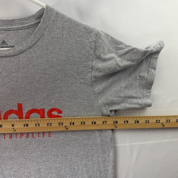 Adidas Mens Small Heather Gray S/S Threestripe Life Go-To Tshirt Athletic Soccer - Picture 3 of 6